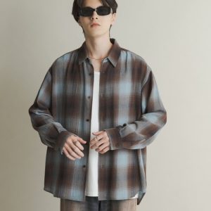 SENSE OF PLACE by URBAN RESEARCH シャツ オンブレーチェックレギュラーカラーシャツ メンズ