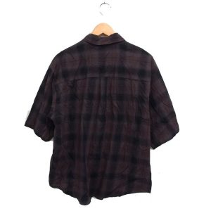 モノマート MONO-MART オーバーサイズ スモークオン ブレチェック ショートスリーブ シャツ M ブラウン 茶 /FT41 メンズ